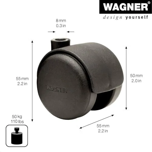 Wagner RO 0023 rullo doppio mobili 50 mm nero