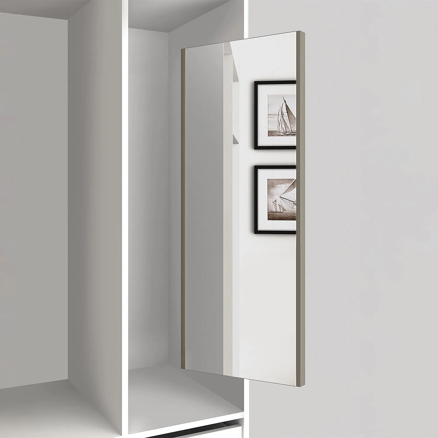 Emuca specchio estraibile armadio 1000x340 mm grigio pietra