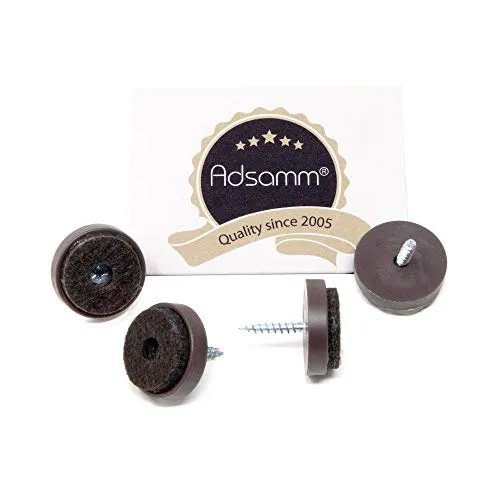 Adsamm Pattini Feltro con Vite Ø24 mm Marroni 4 pz