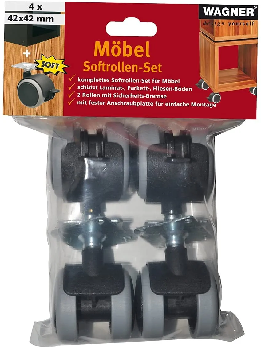 Wagner Soft ruote mobili doppie 50 mm set 4 pezzi con freni