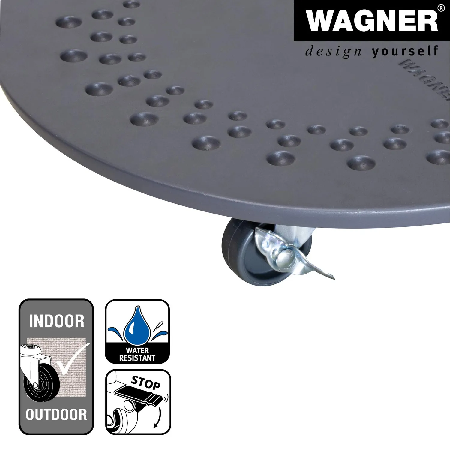 WAGNER Design Cemento sottovaso con ruote Ø 20 mm ardesia