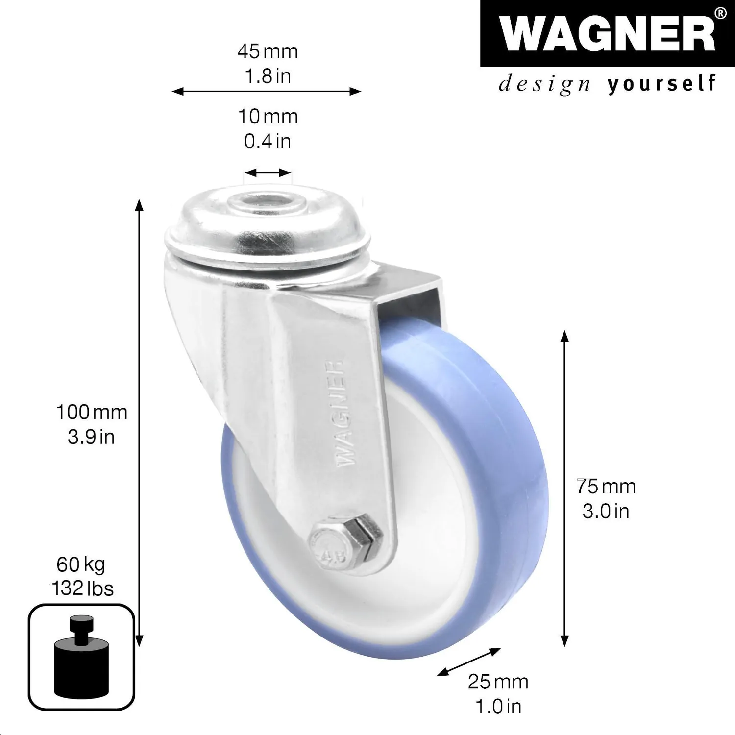 Wagner 23177501 RO 1775 rotella girevole 75 mm morbida