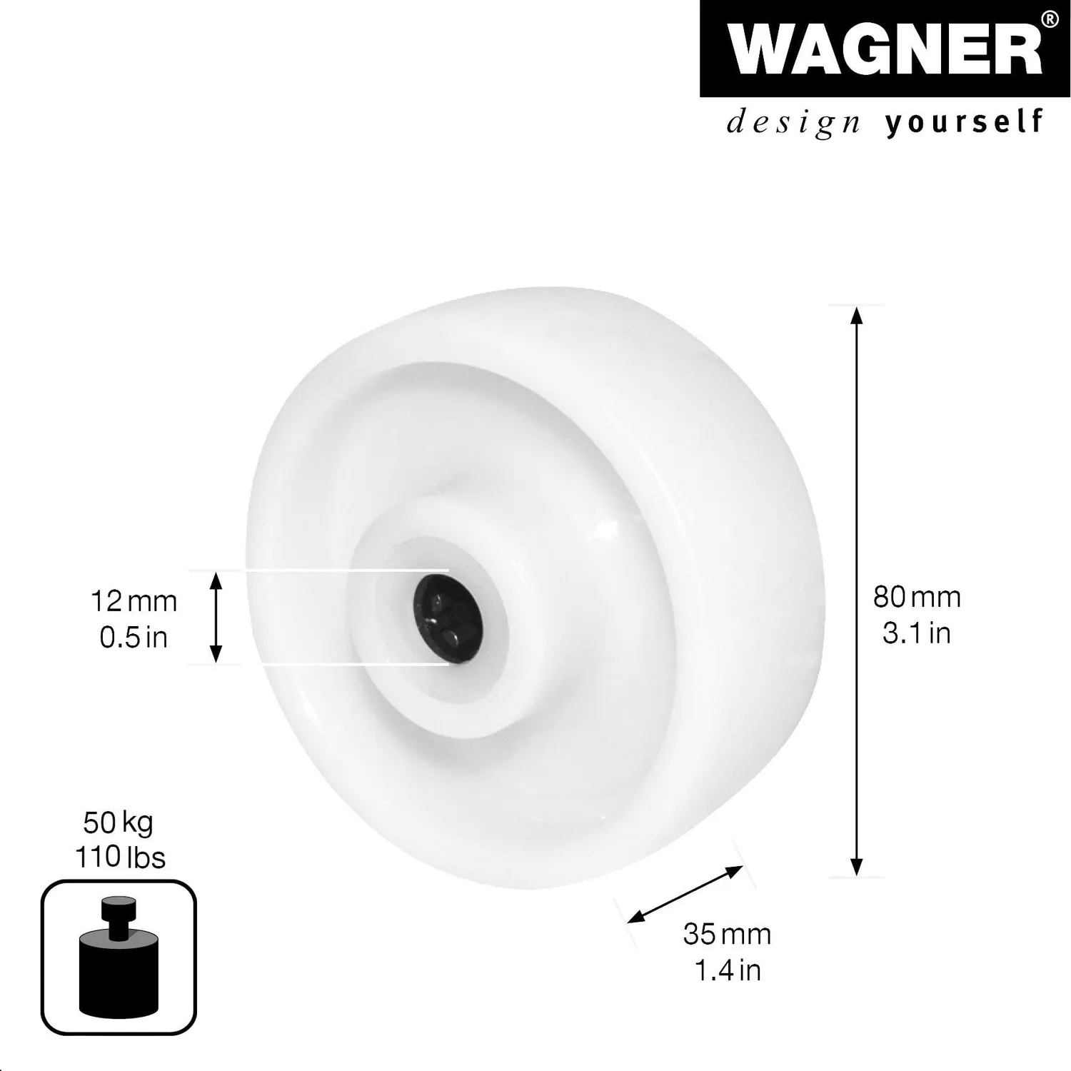 Wagner 04958001 ruota di ricambio bianca 80 mm 50 kg