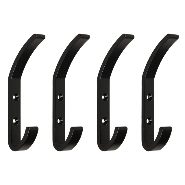 Emuca Appendiabiti Parete Alluminio Nero 4 Pezzi