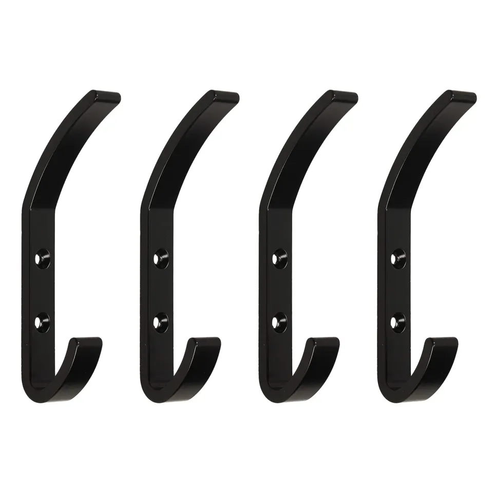 Emuca Appendiabiti Parete Alluminio Nero 4 Pezzi