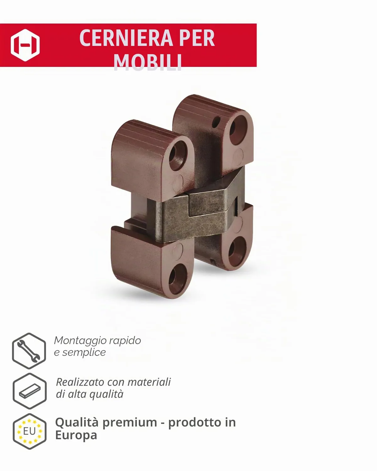 Gedotec H1964 cerniera invisibile 11x33 mm marrone