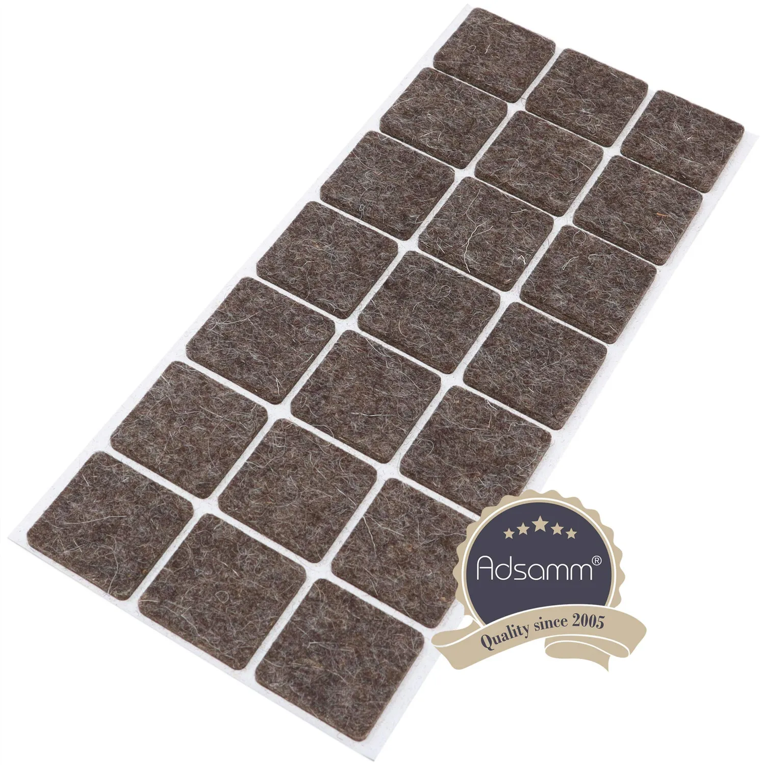 Adsamm feltrini autoadesivi 30x30 mm marroni 21 pezzi lana