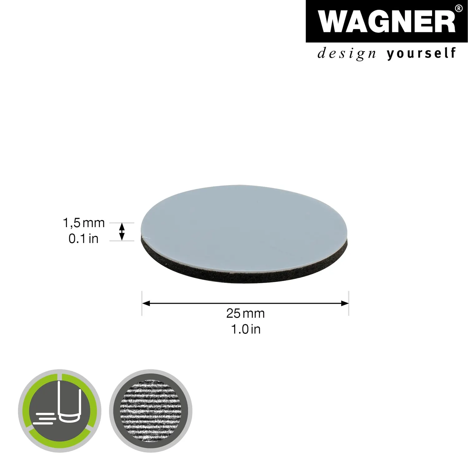 Wagner EH 1125 pattini PTFE Ø25 mm 12 pezzi grigi scorrevoli