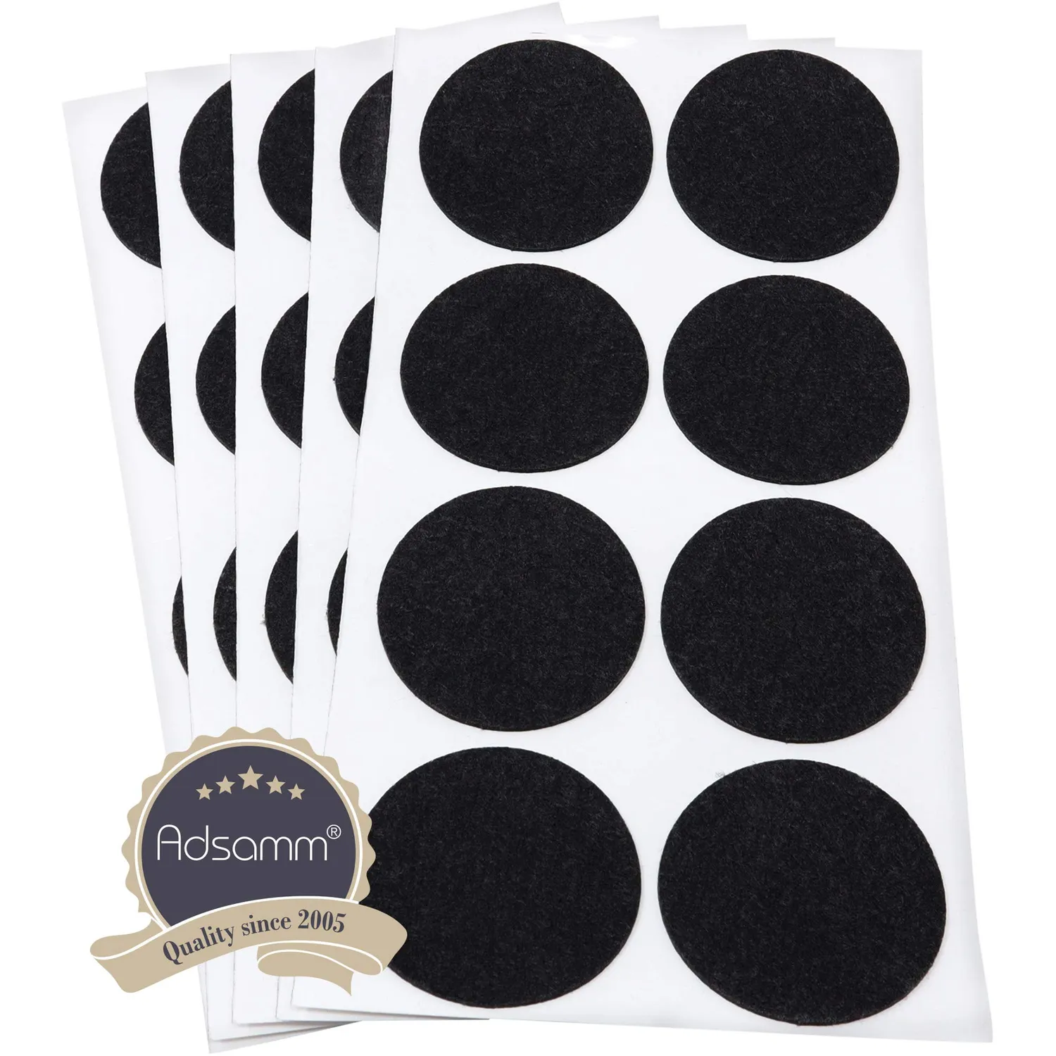 Adsamm feltrini autoadesivi 50 mm neri 40 pezzi ultrasottili