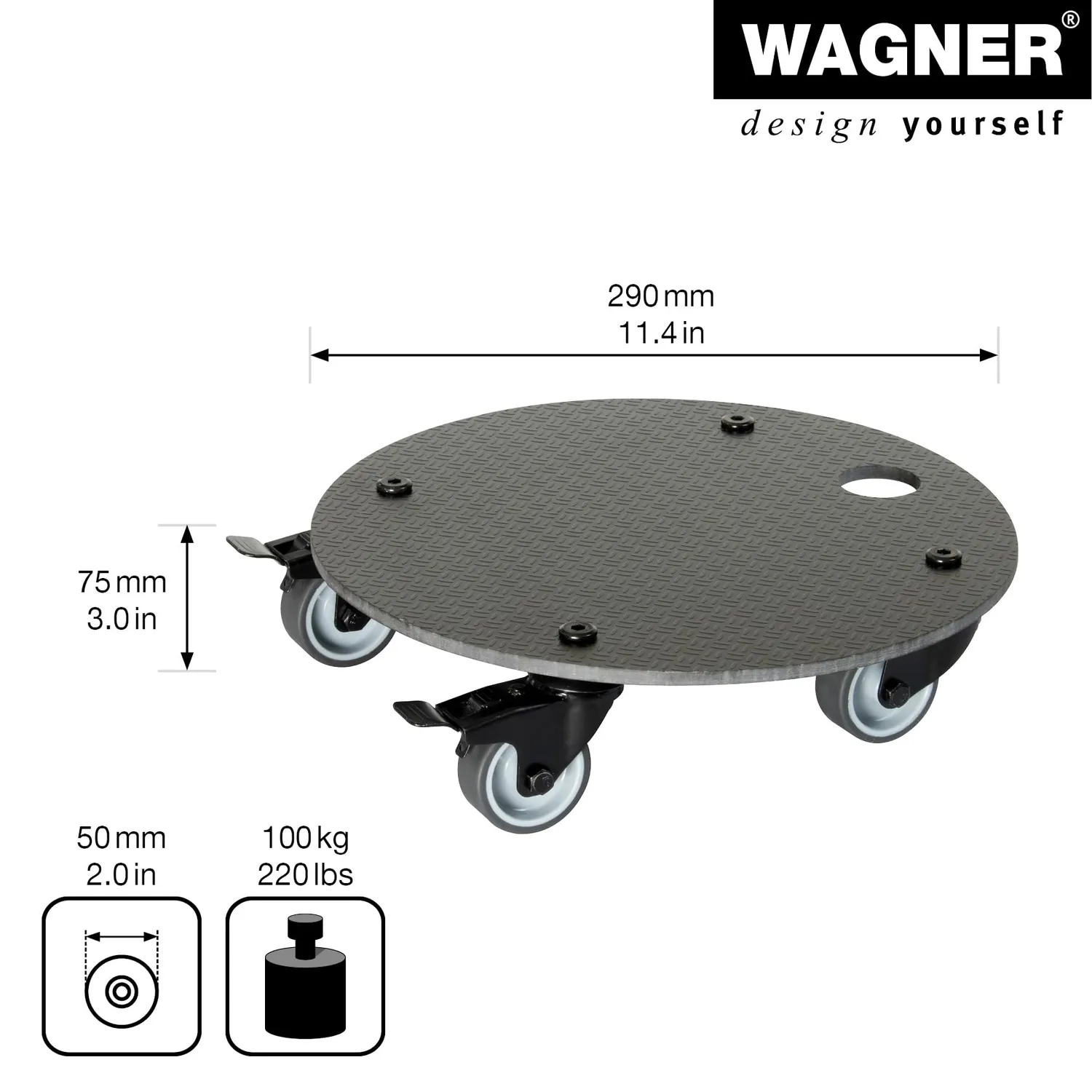 Wagner HPL Deluxe GH 0629 sottovaso ruote Ø29 cm 100 kg