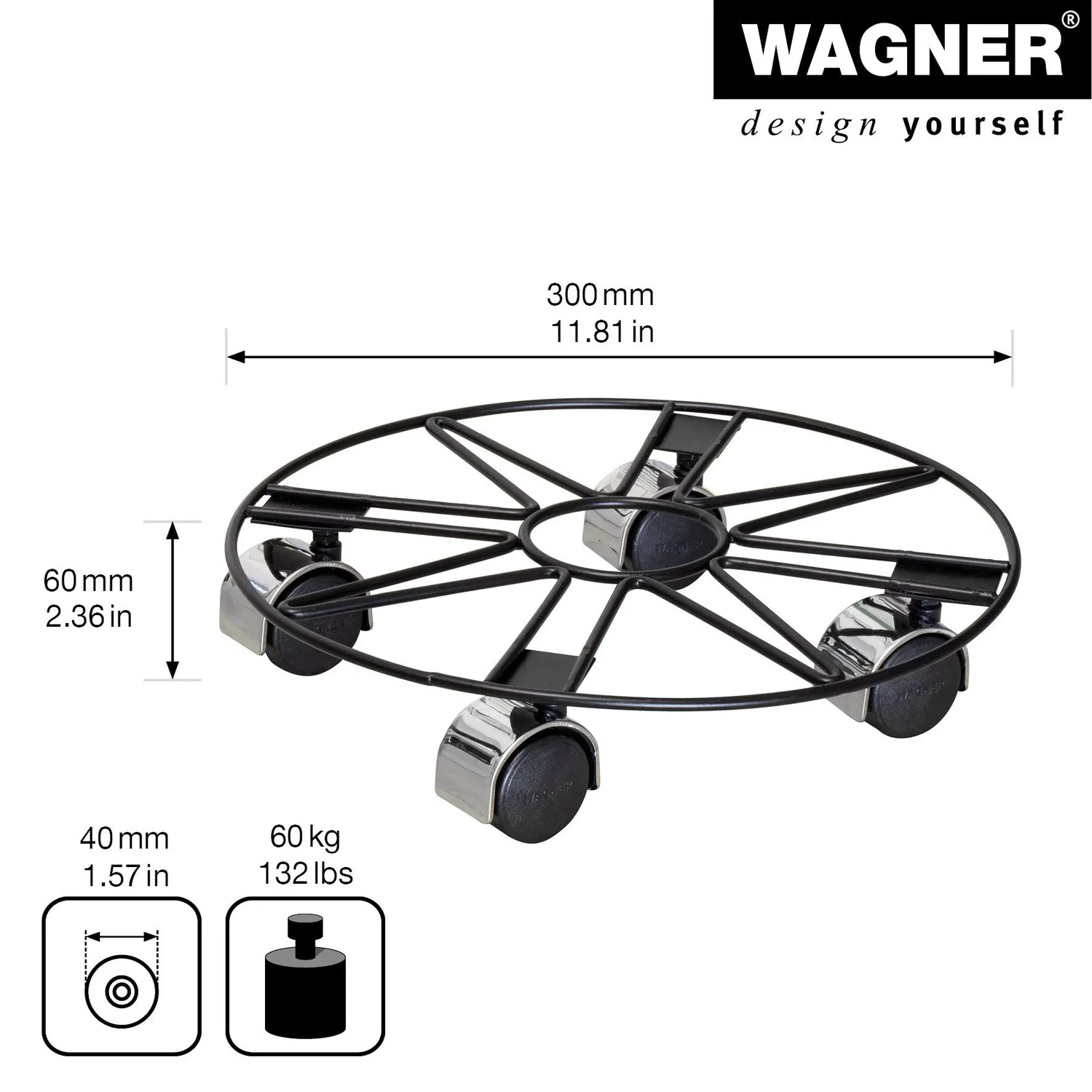 Wagner Black Star 20093801 carrello piante tondo 30 cm