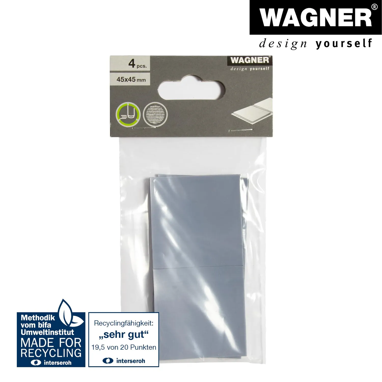 Wagner EH 1245 16124599 slider PTFE adesivi 45x45 mm 4 pezzi grigi