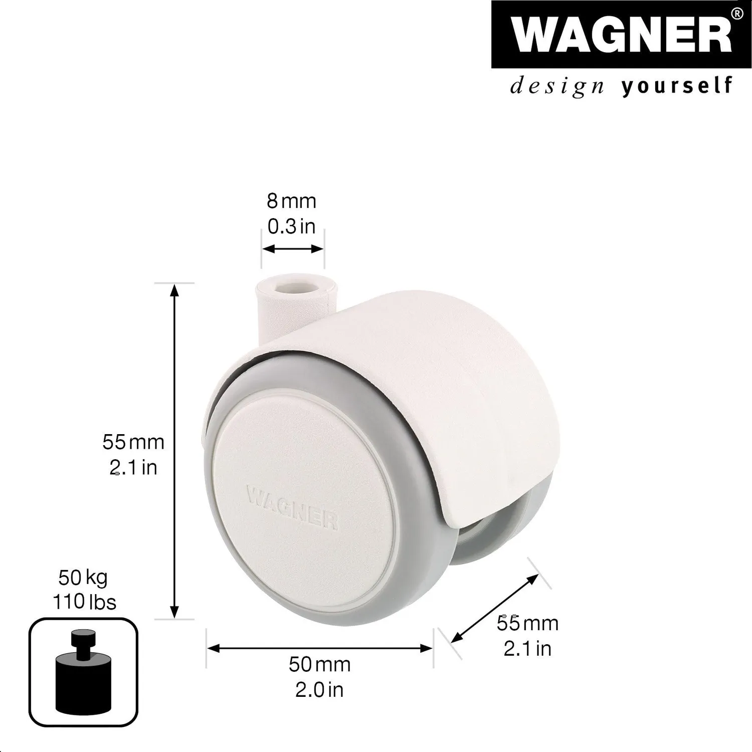 Wagner Design 01670501 rotella mobili 50 mm x1 bianca