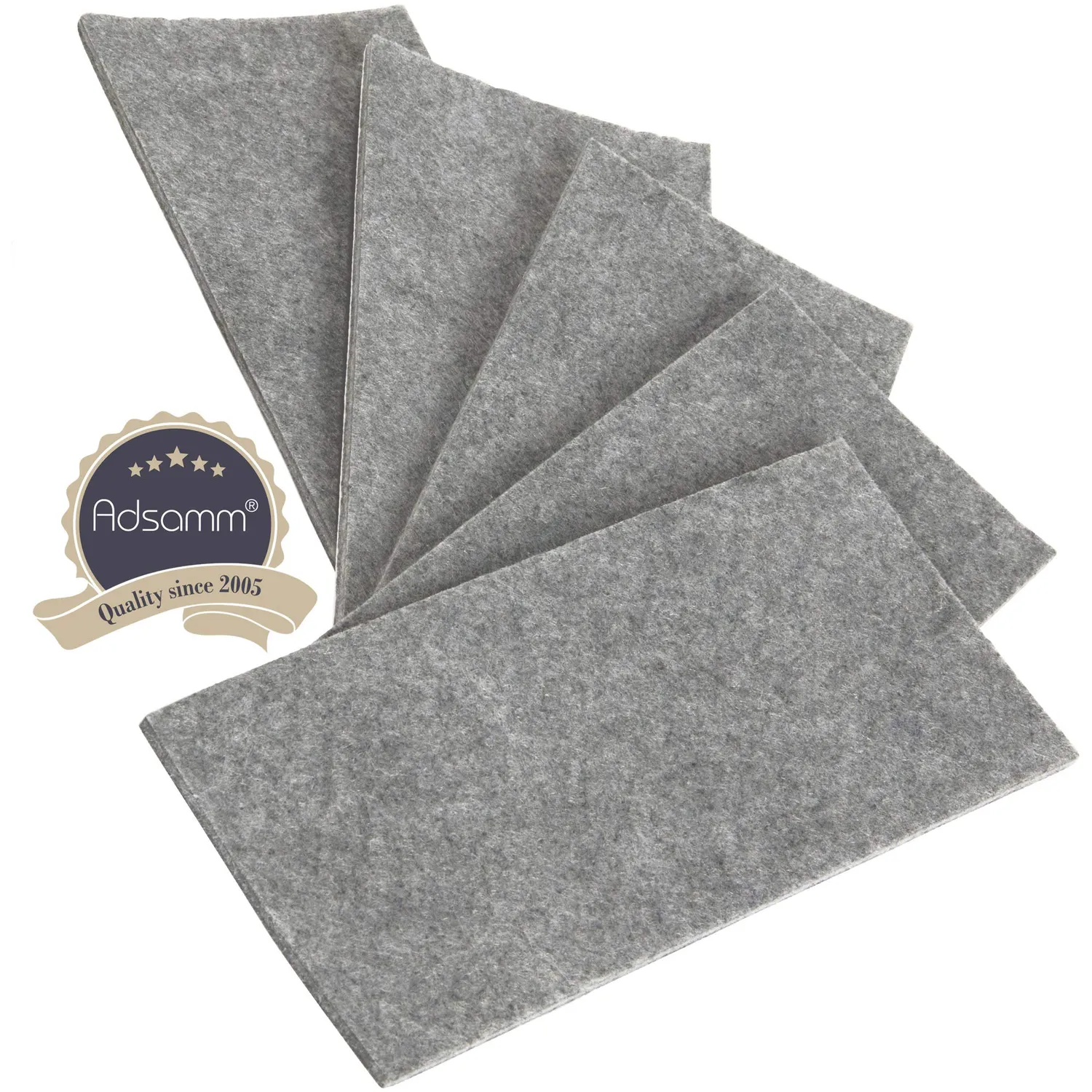 Adsamm Fogli Feltro Autoadesivo 80x180 mm Grigio 5 Pezzi 3,5 mm