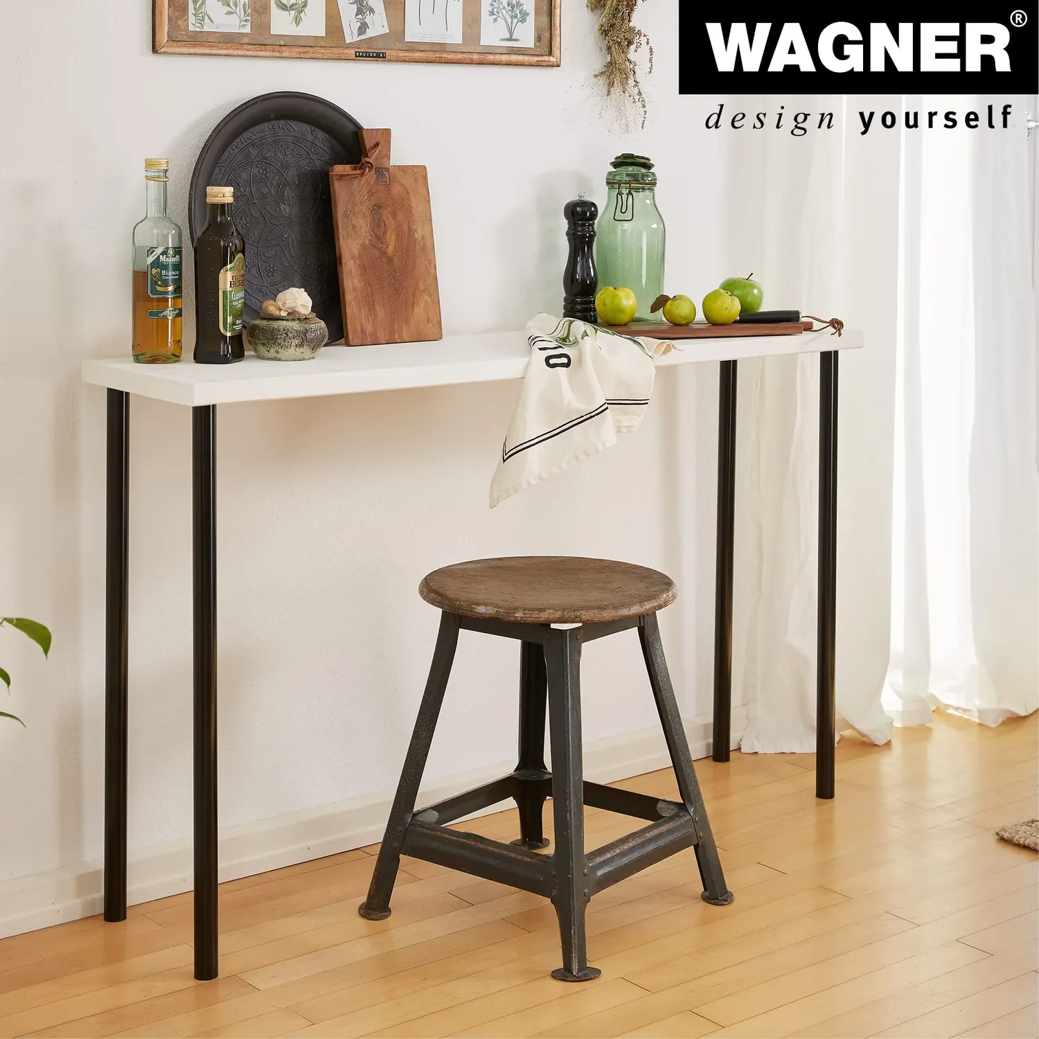 Wagner Classic Retro gamba tavolo Ø30x700 mm nera