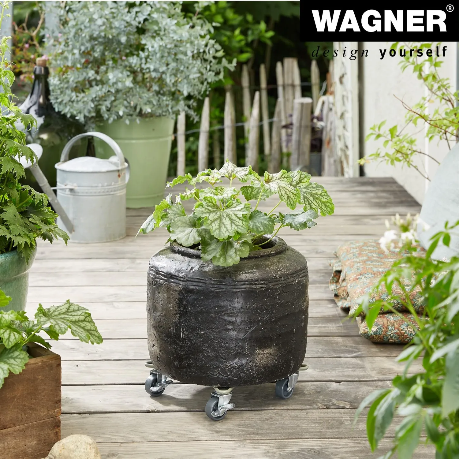 WAGNER Retro Style Carrello Piante Ø30 cm Oliva 60 kg