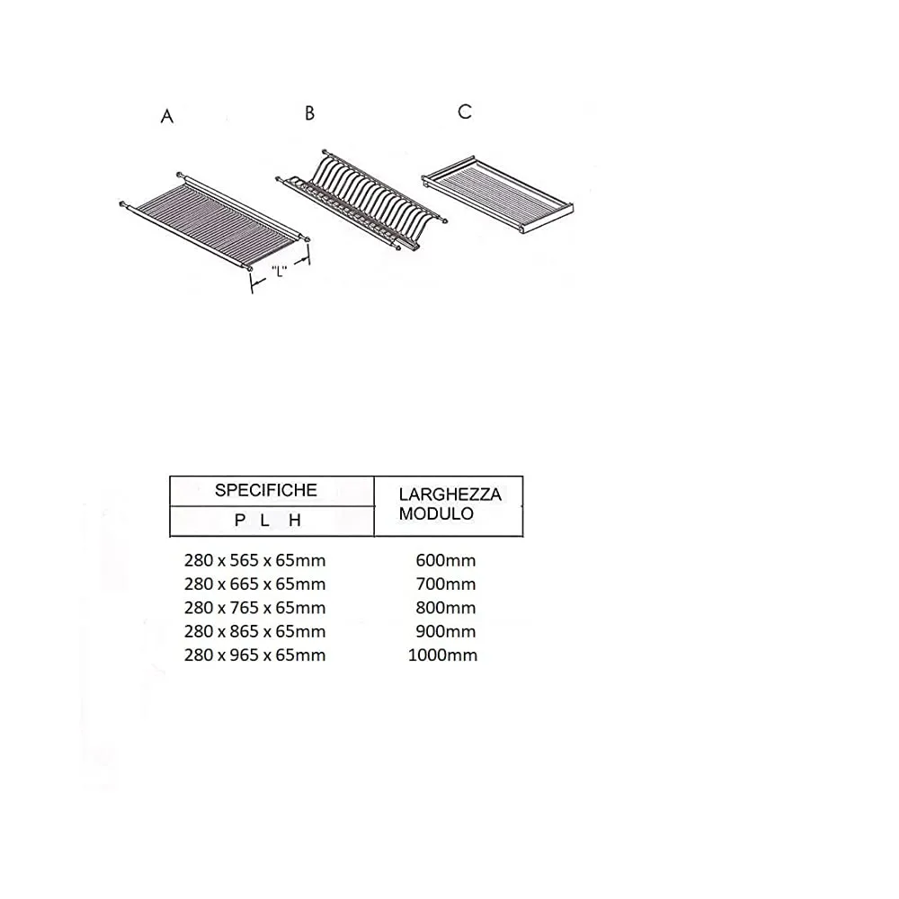Indaux scolapiatti incasso inox 90 cm kit vaschetta molle