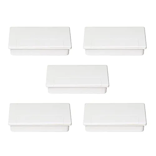 Emuca Passacavi Rettangolare 101x51 con Coperchio Set 5 Bianchi