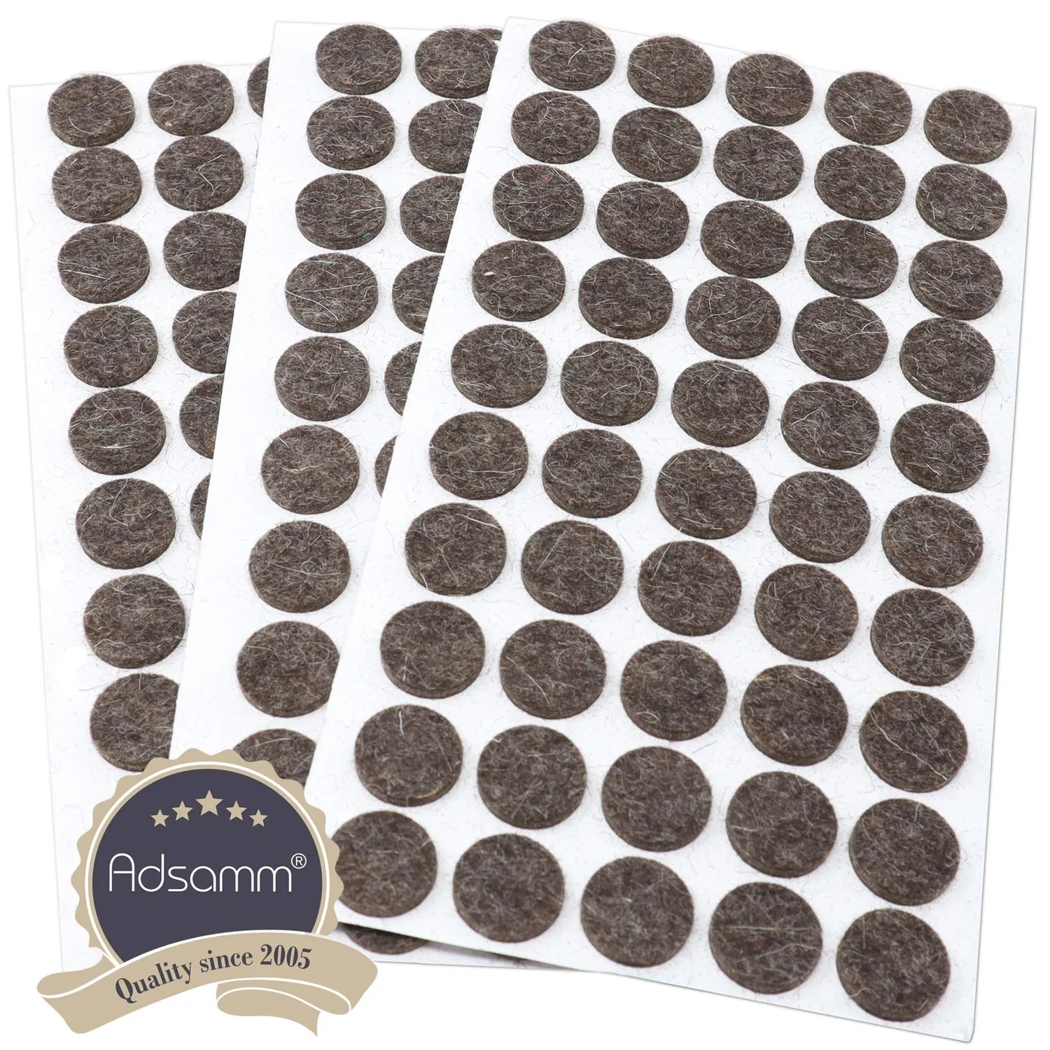 Adsamm Feltrini Ø 16 mm Marroni 150 Pezzi in Lana