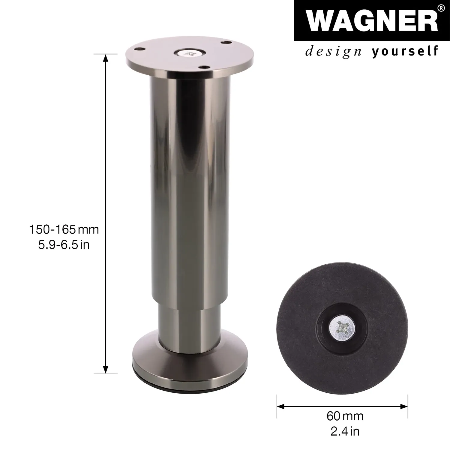 Wagner Design ST 0381 gamba per mobili titanio 150-166 mm