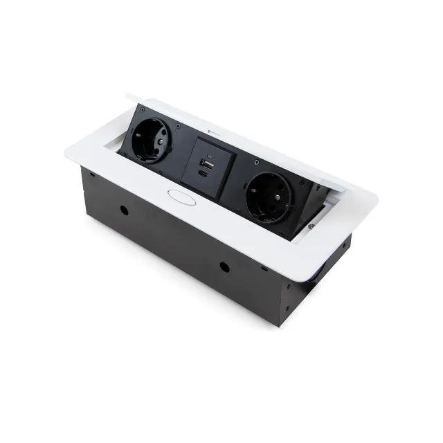 Emuca Ciabatta Scrivania Incasso 265x120 Bianco 2 Spine USB-C
