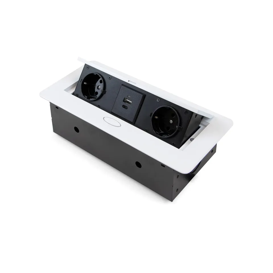 Emuca Ciabatta Scrivania Incasso 265x120 Bianco 2 Spine USB-C