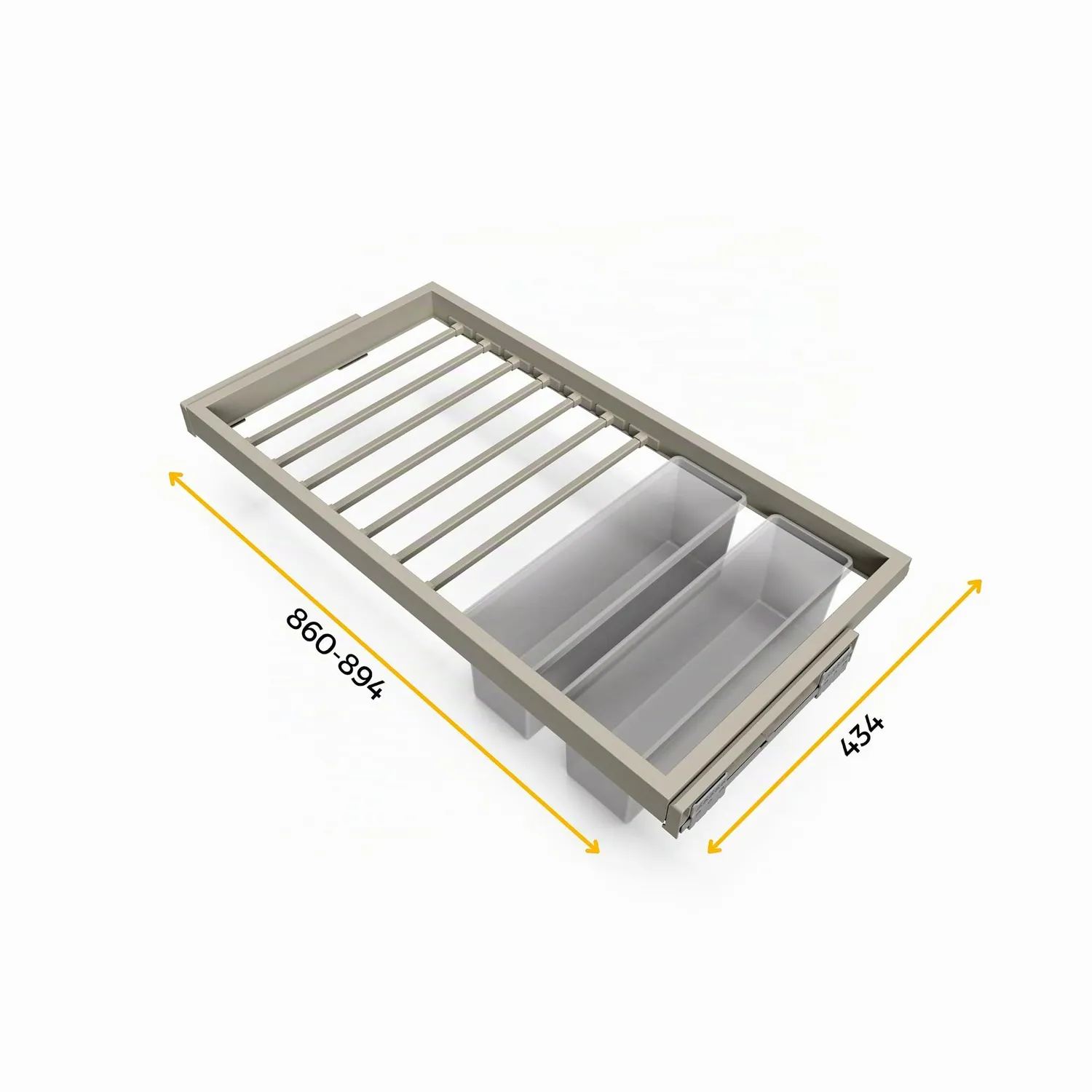 Emuca kit portapantaloni 7 aste M90 grigio pietra soft-close 2 vassoi