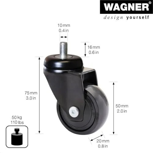 WAGNER 3C ruota girevole Ø50 mm nera 50 kg
