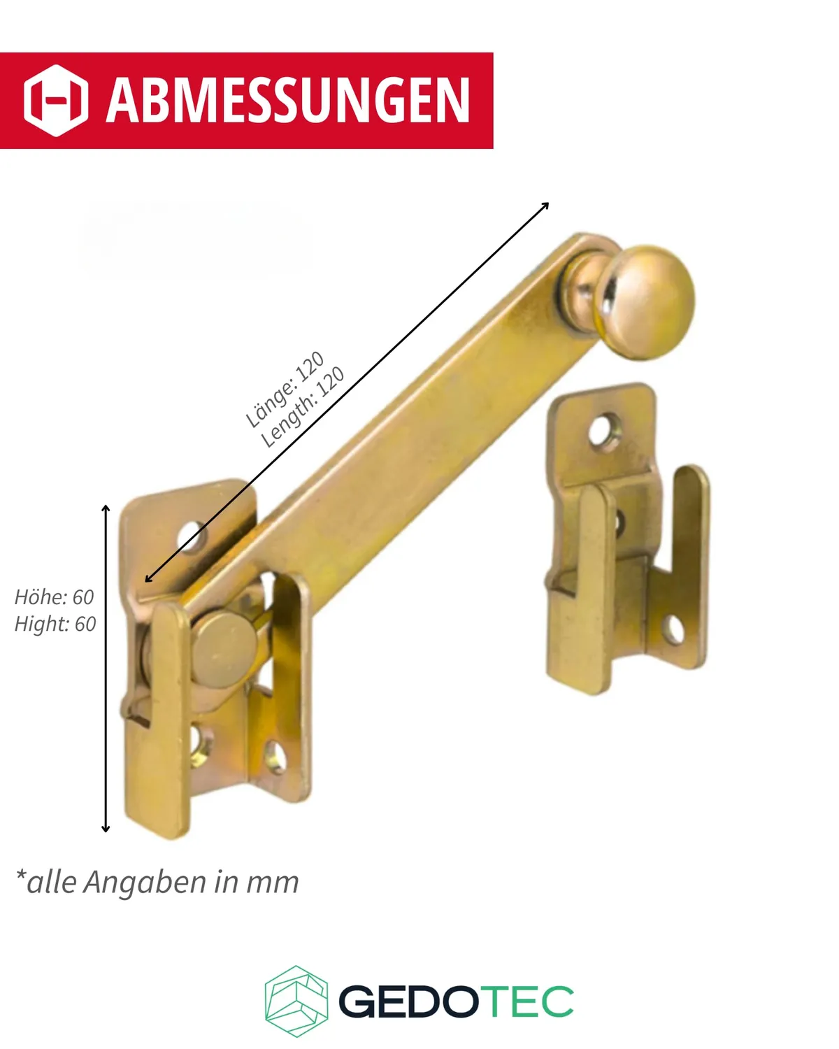 Gedotec chiavistello cancello 120 mm giallo zincato