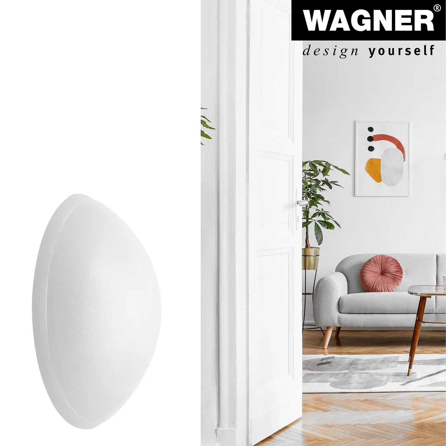 Wagner 15234012 paracolpi parete bianchi set 2 pezzi plastica