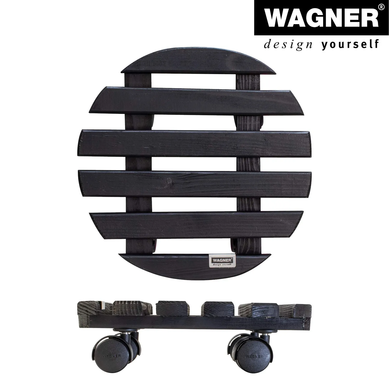 Wagner Nature carrello piante legno nero tondo 29 cm 100 kg