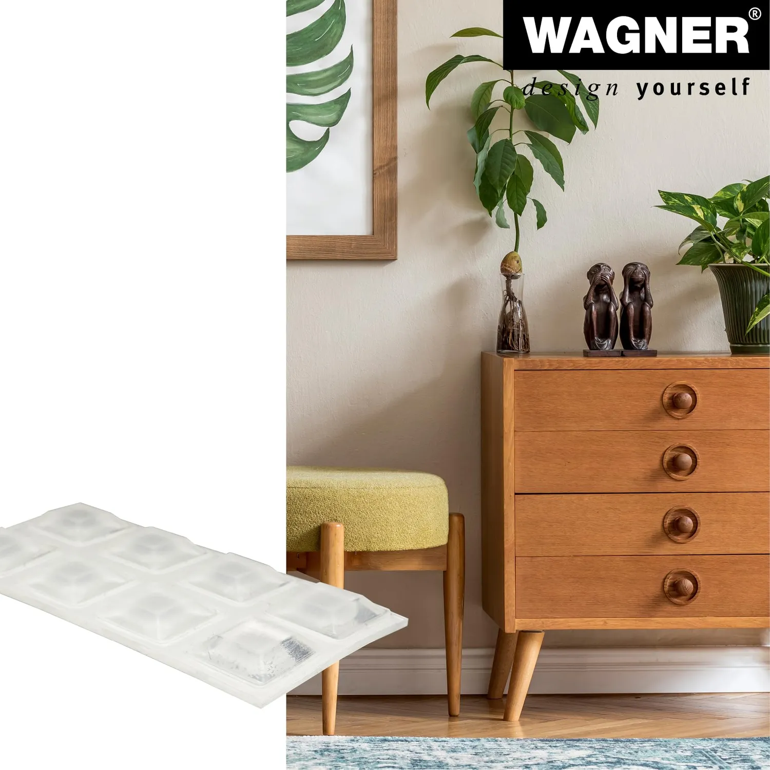 Wagner EH 3113 piedini gomma adesivi 13x13 mm 16 pz trasparenti