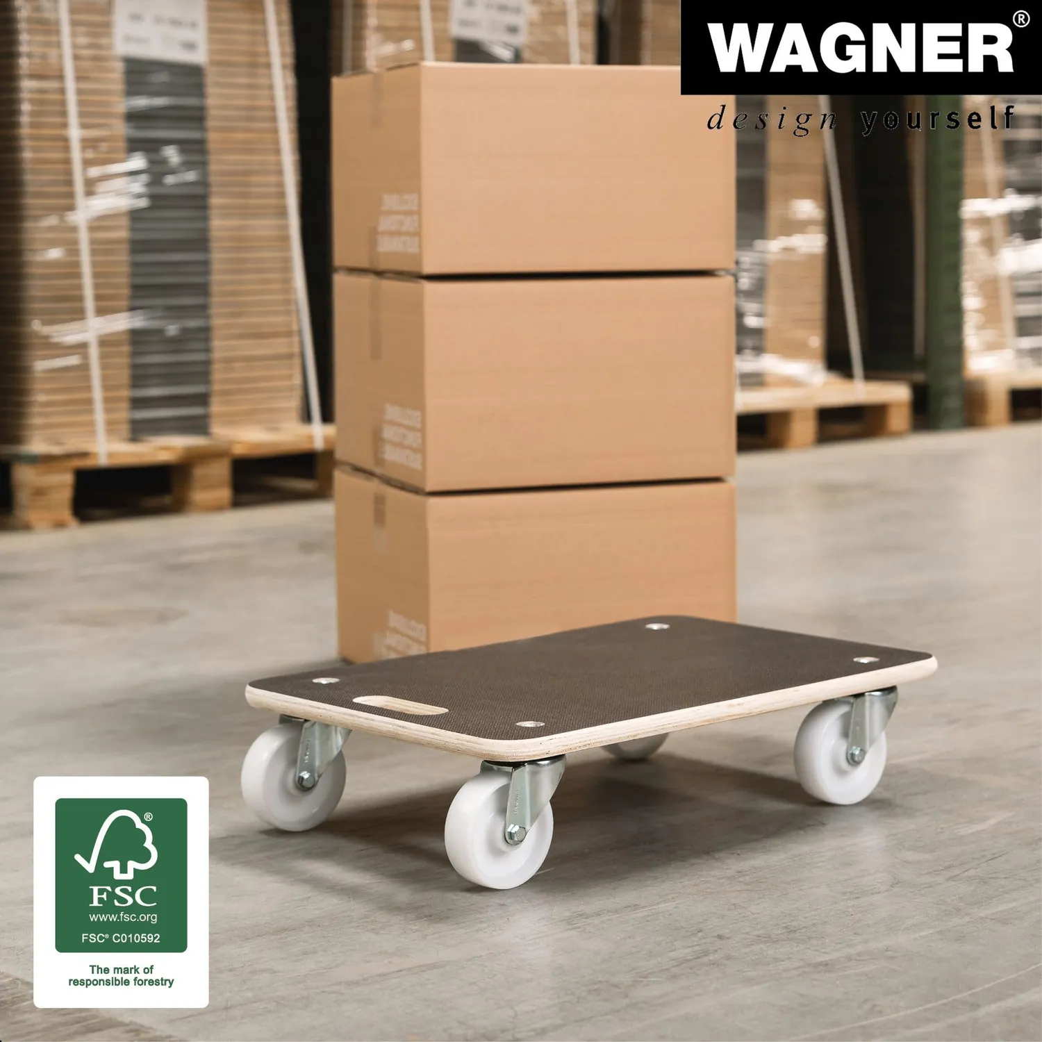 WAGNER carrello trasporto 57,5x29 cm 250 kg antiscivolo