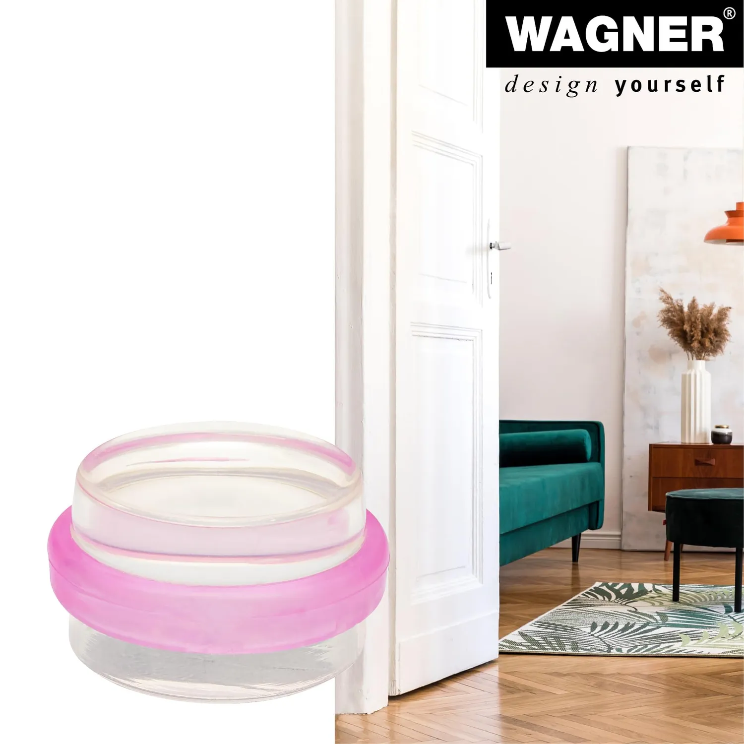 Wagner Clear Pink fermaporta pavimento rosa trasparente 38 mm