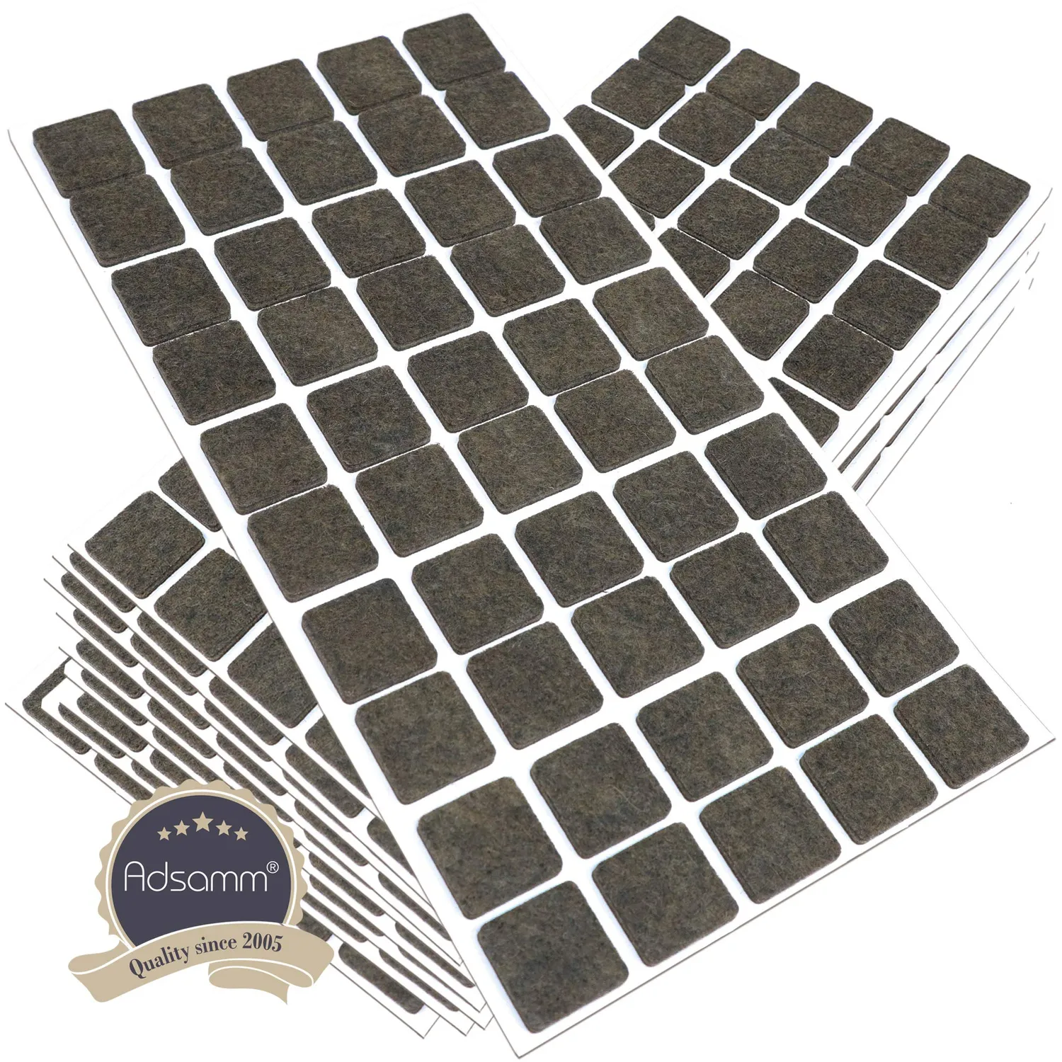 Adsamm feltrini 20x20 marrone quadrati 500 pezzi 3,5 mm