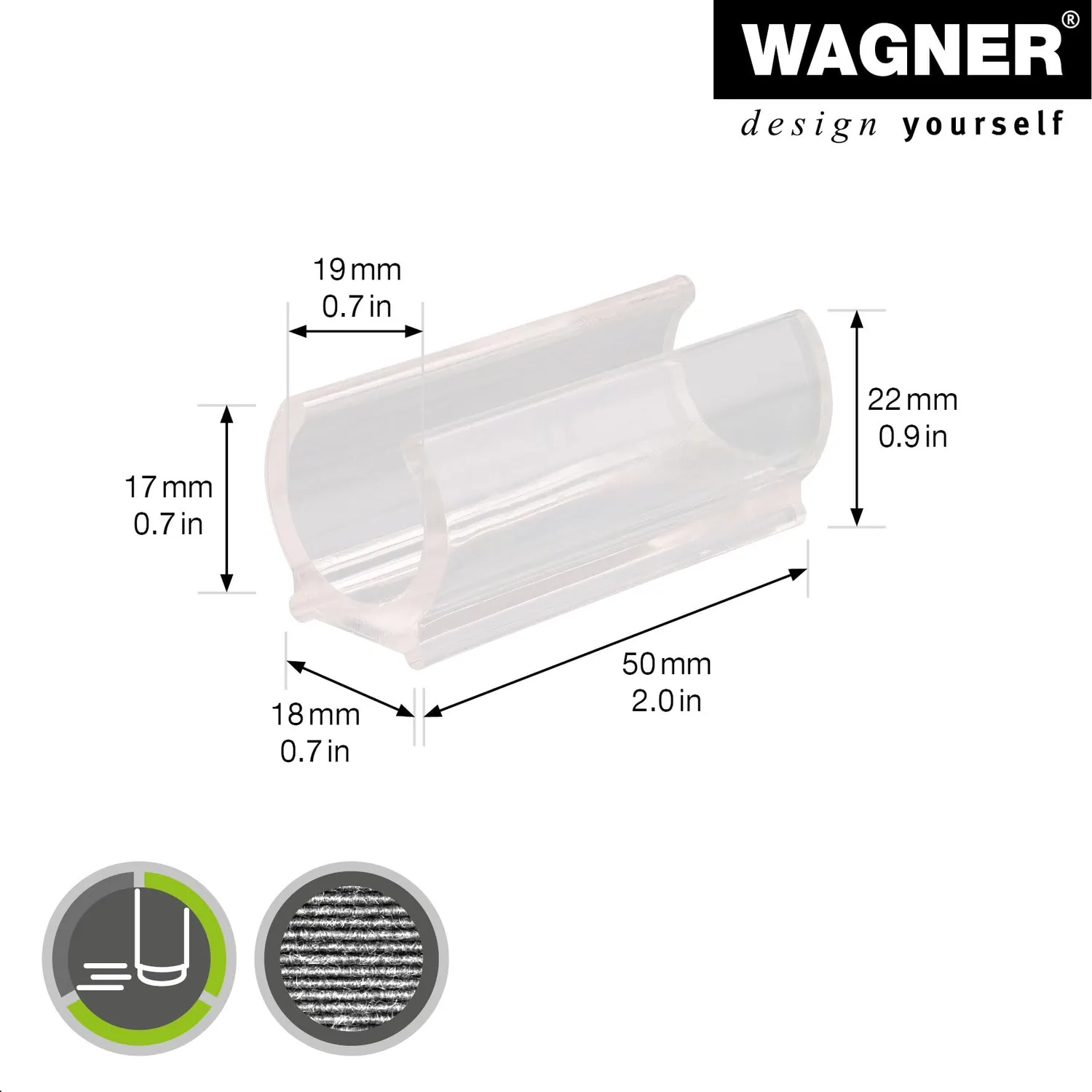 Wagner 15068299 tappi tubo rotondo 4 pezzi trasparenti