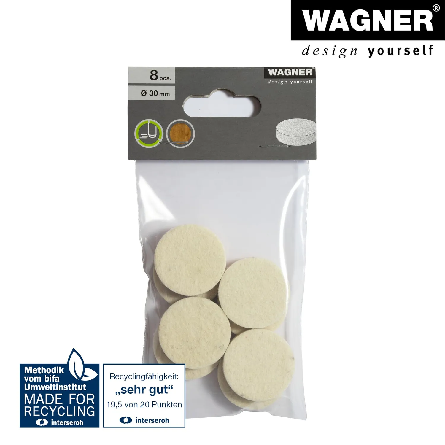 Wagner Big Pads 15123199 feltrini Ø30 mm 8 pezzi lana