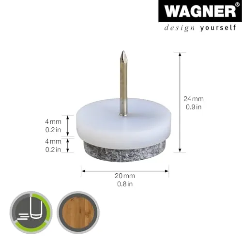 Wagner EH 0820 feltrini da inchiodare 4 pezzi Ø20 mm feltro 4mm