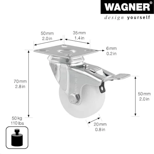 Wagner RO 3250 rotella girevole 50 mm 1 pz con freno