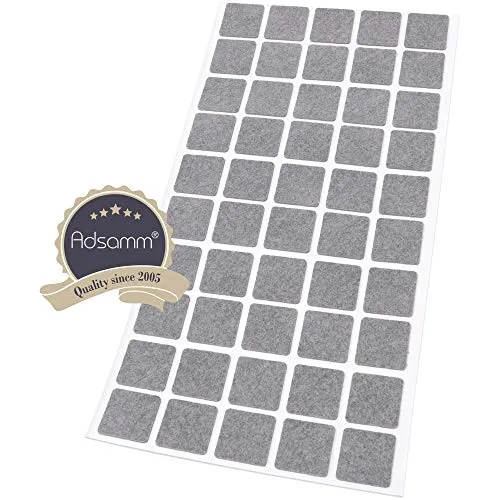 Adsamm feltrini ultrasottili quadrati 20x20 mm grigi 50 pezzi viscosa