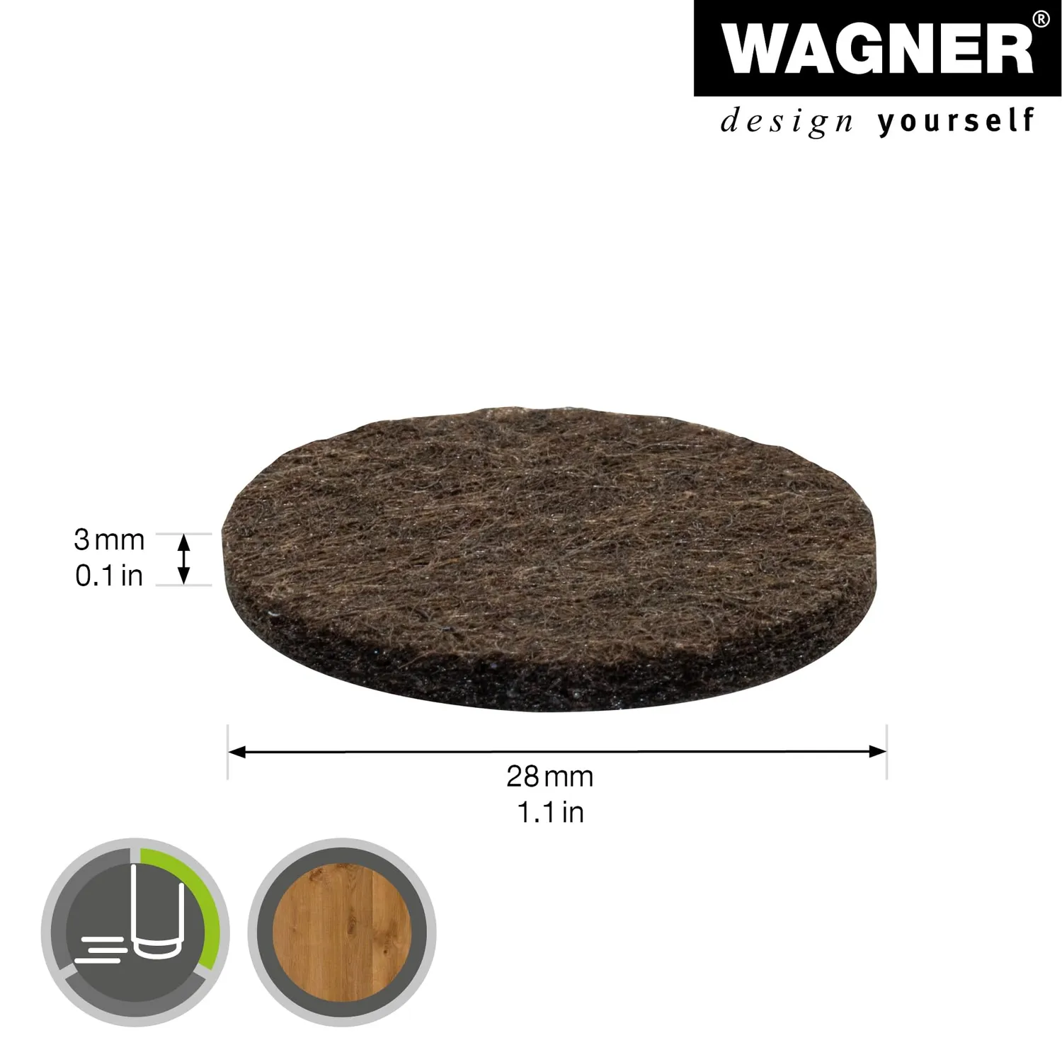 Wagner 15133099 feltrini adesivi marroni 12 pezzi scorrevoli