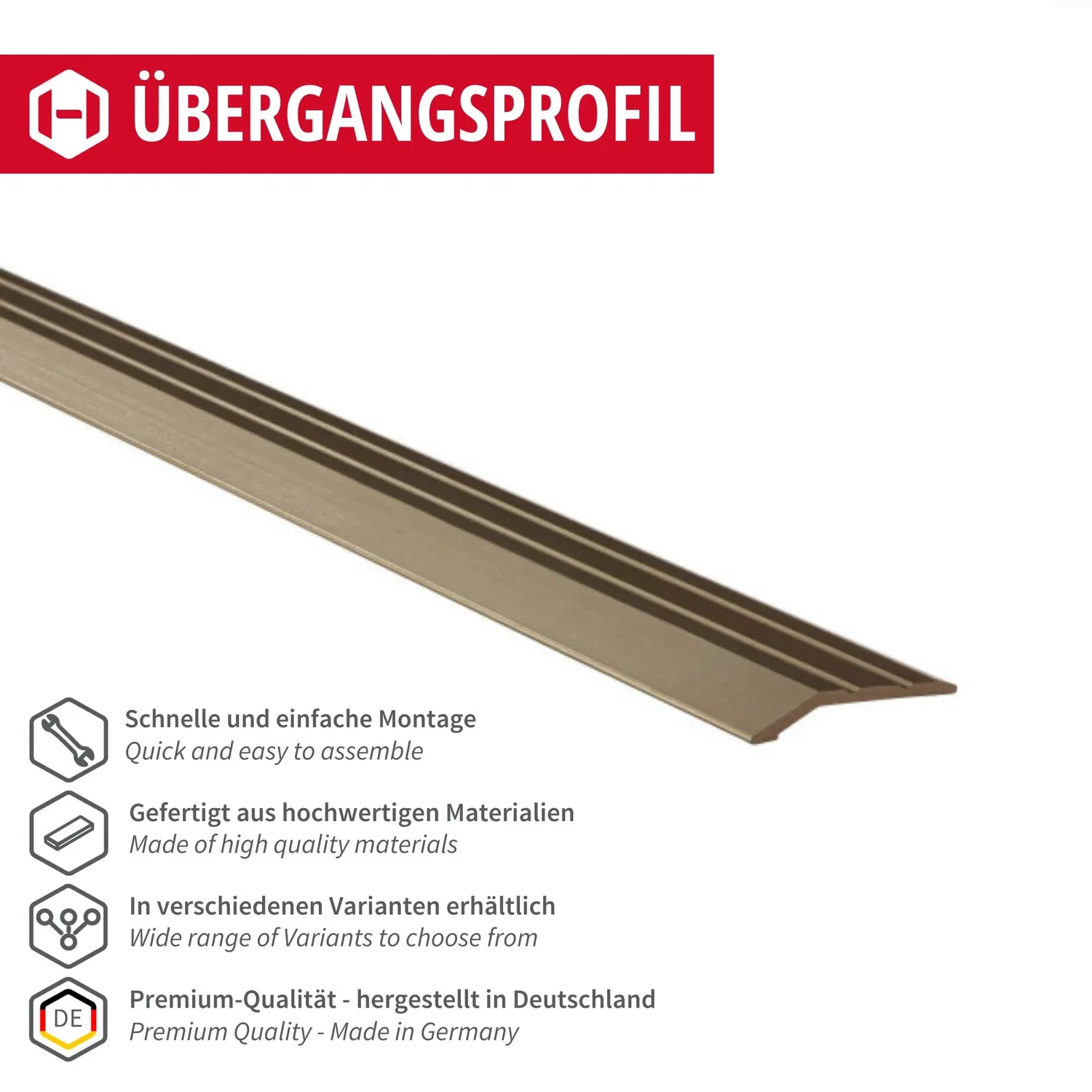 Gedotec barra transizione 1000 mm bronzo autoadesiva alluminio