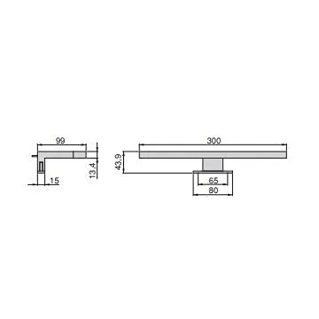 Emuca Faretto LED Specchio Bagno 300 mm Nero IP44