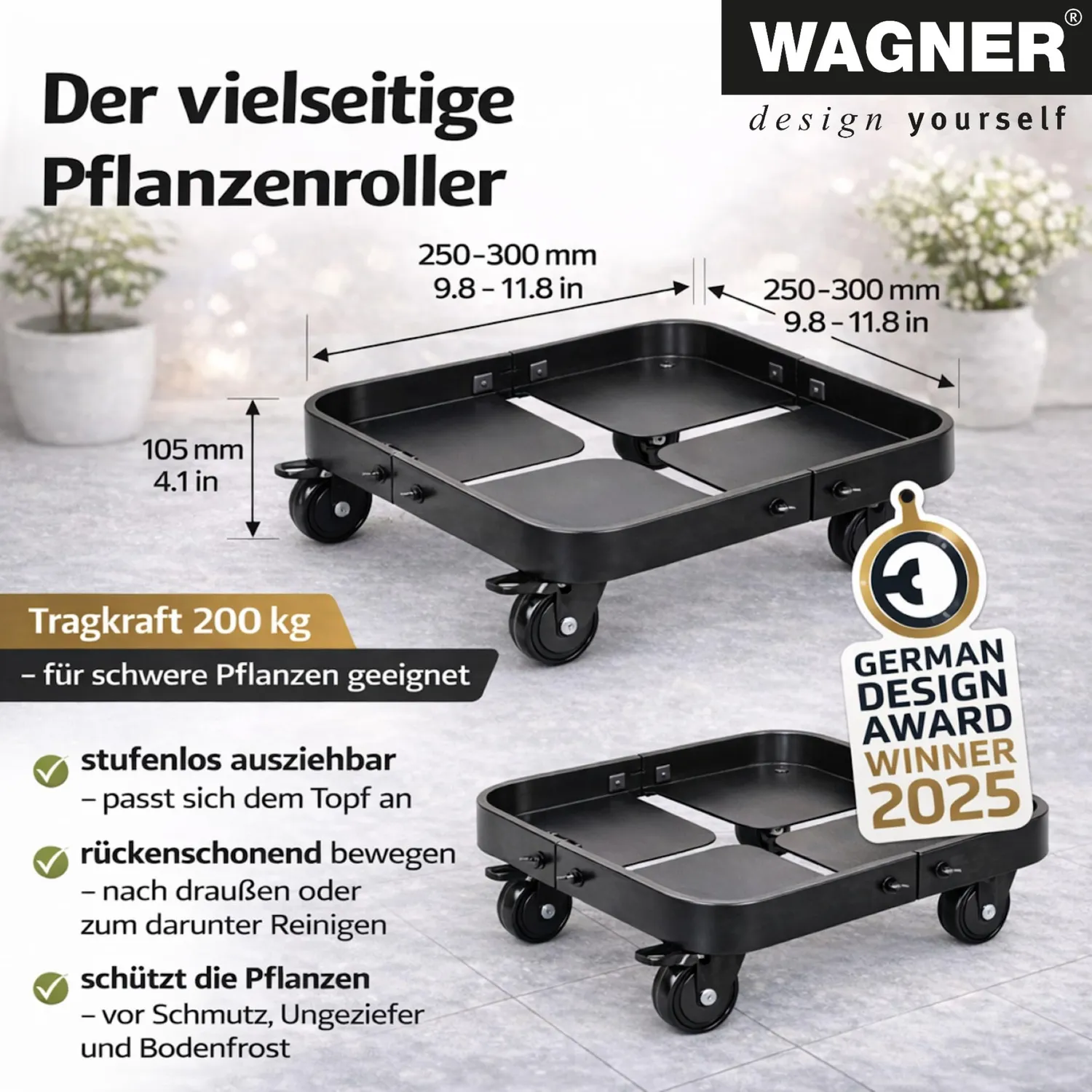 WAGNER Sun City Exclusive 20082101 carrello piante 200 kg nero