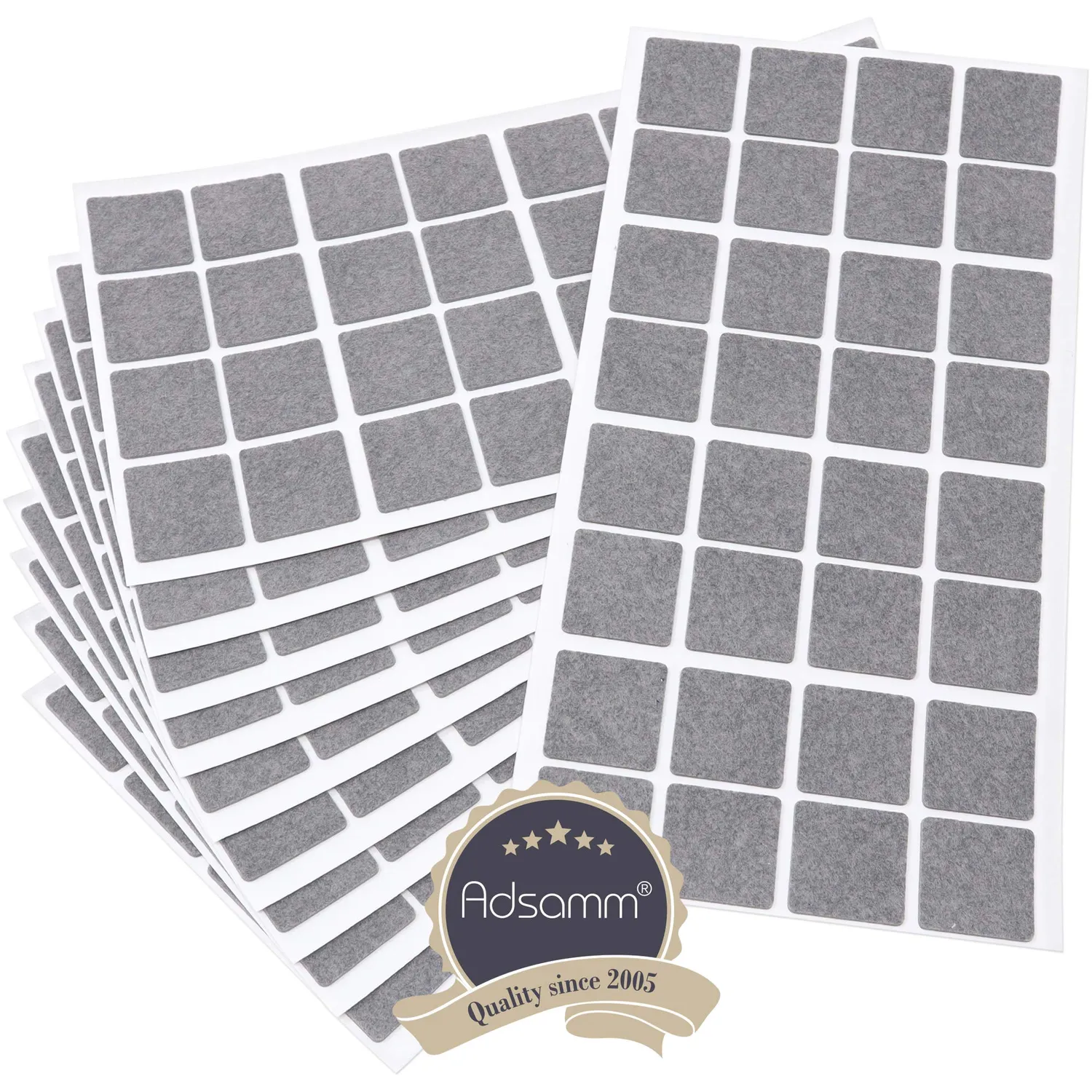 Adsamm feltrini autoadesivi quadrati 25x25 mm grigio 320 pezzi fini