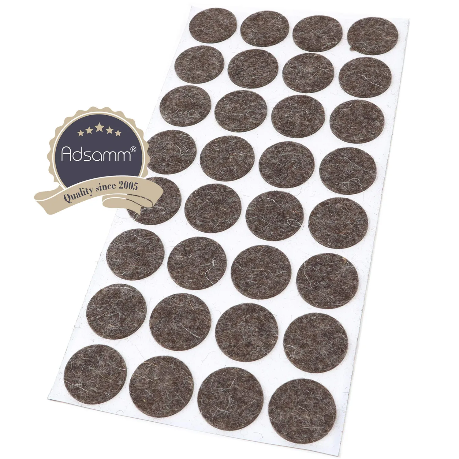 Adsamm feltrini lana Ø 26 mm marroni 32 pezzi spessi 3 mm