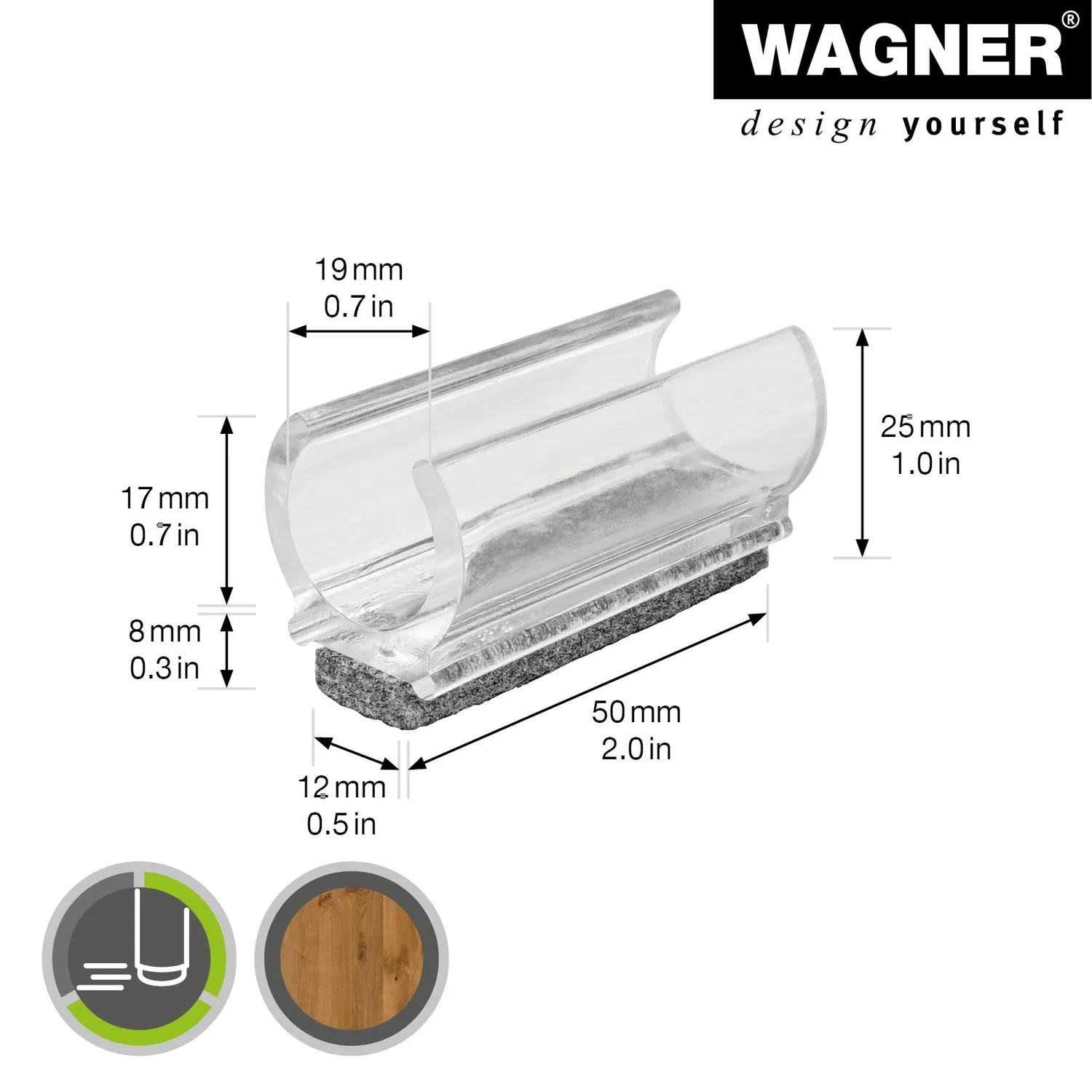 Wagner 15069299 feltrini tubi tondi 4 pezzi trasparenti
