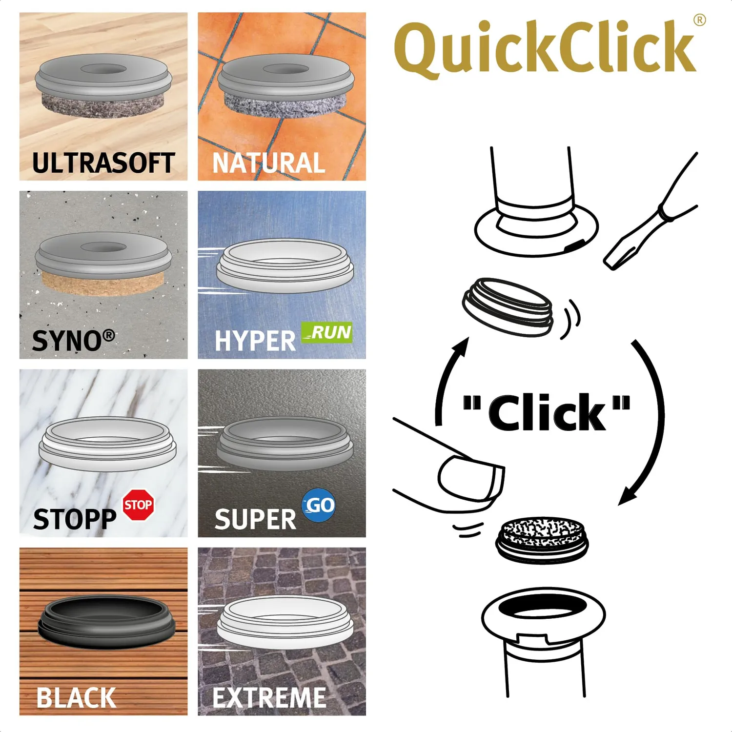 Wagner QuickClick 16781200 feltrini inserire 12/16 mm 4pz Vitra