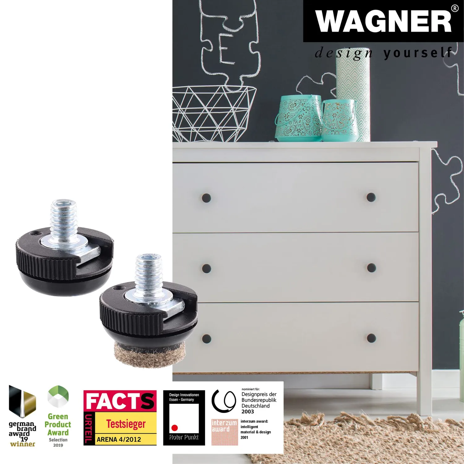 Wagner Justus Slim 15418099 piedini mobili set 4 pezzi