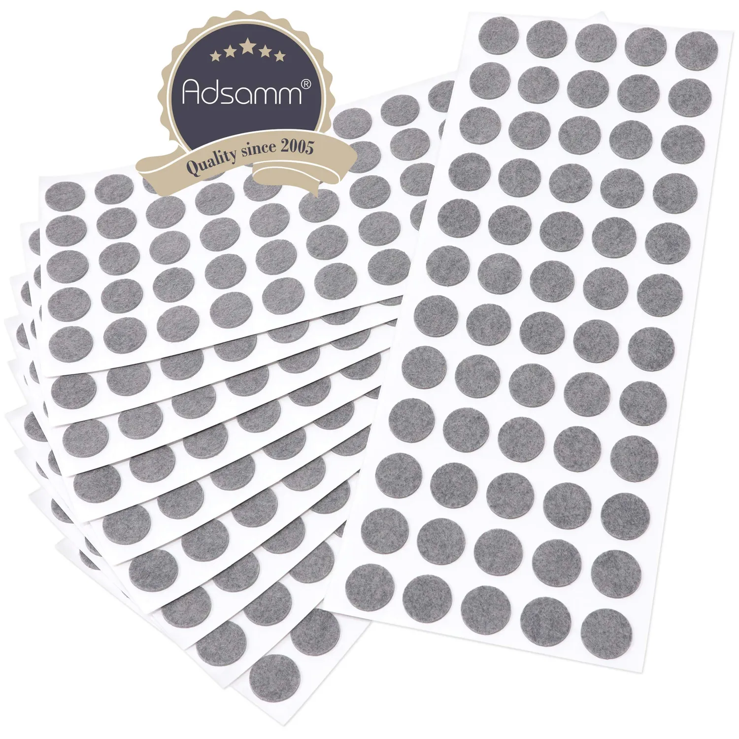 Adsamm ø 14 mm feltrini autoadesivi grigio 600 pezzi ultrasottili